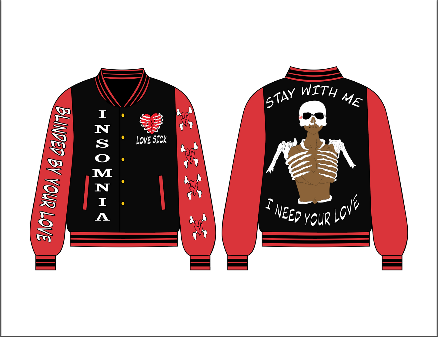 Love Is Blind - Red - Letterman's Jacket Adults