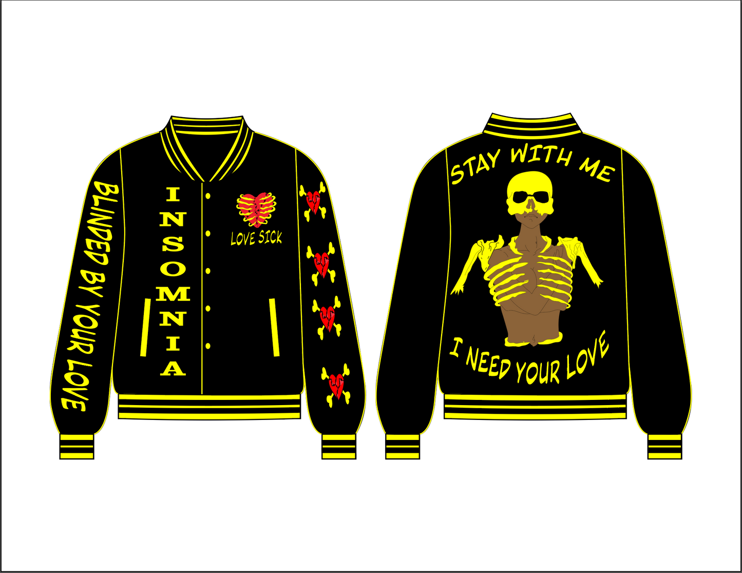 Love Is Blind - Reverse Bumble Bee - Letterman's Jacket Adults