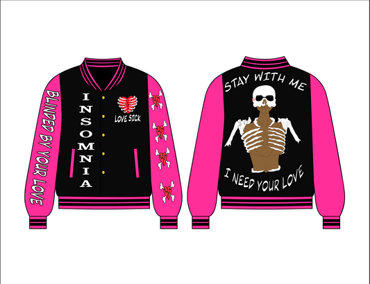 Love Is Blind - Pink- Letterman's Jacket Adults