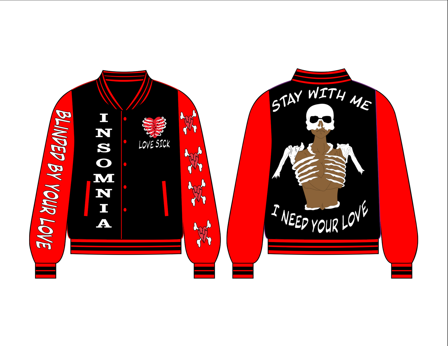 Love Is Blind - Red - Letterman's Jacket Adults